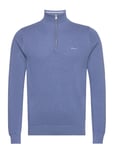 Cotton Pique Half Zip Tops Knitwear Half Zip Jumpers Blue GANT