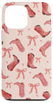 iPhone 13 Pro Max Pink Cowboy Boots and Bows, Pastel Pink, Peach and Hot Pink Case