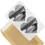 2 x Heart Stickers 7.5 cm - BW - Retro Record Player Vinyl  #36130