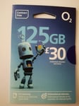 O2 PAYG Sim Card International Big Bundle 125GB for £30 NB *ZERO CREDIT INCLUDED