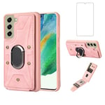 Asuwish Phone Case for Samsung Galaxy S21 5G 6.2 inch Wallet Cover with Tempered Glass Screen Protector and Ring Stand Credit Card Holder Leather Cell Accessories Magnetic S 21 21S G5 Women Men Pink