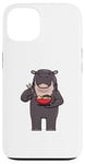 Coque pour iPhone 13 Hippopotame mangeant des nouilles Ramen Animaux sauvages