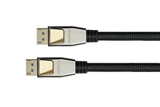 Python Câble DisplayPort 2.0 de qualité supérieure – 50 cm / 0,5 m – 54 Gbit/s, UHBR 13,5-4 K @240 Hz / 8 K @ 60 Hz – Conducteur en cuivre – Tressé en nylon – Noir