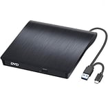 BEVA Lecteur CD/DVD Externe USB 3.0 et Type C Portable CD-R/-RW Drive, Lecteur Graveur Portable CD, pour PC, Laptop, Desktops, Windows 7/8/10/11/XP/Vista/Linux et Mac OS Apple/iMac/Macbook