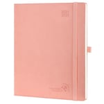 POPRUN Agenda 2025 Semainier Vertical 26,5 x 21,5cm D'août 2024 à déc 2025-17 Mois Agenda Scolaire - Couverture Souple en PU Cuir, Intervalles de 30 minutes, Papier Certifié FSC®, Rose