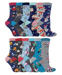 Wildfeet Womens - 12 Days Advent Calendar Socks In Christmas Gift Box - 12 of Xmas - Multicolour Cotton - Size UK 4-8