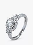 E.W Adams 18ct White Gold Diamond Cluster Trilogy Ring, N