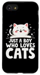 Coque pour iPhone SE (2020) / 7 / 8 Just a Boy Who Loves Cats Dad Kitty Fête d'anniversaire pour enfants