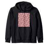 Climbing Vine Leaves In Deep Rose On Dusty Pink Zip Hoodie