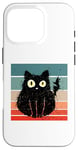 Coque pour iPhone 16 Pro Chat noir pelucheux électrocuté, animal surpris, animal de