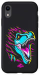 Coque pour iPhone XR Jurassic World Colorful Neon Iconic T-Rex Logo