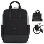 Johnny Urban Sacoche Vélo Noir Réfléchissant - Jona Medium Bike - Sac à Dos Multifonctionnel 2 en 1 & Sacoche Arrière Bicyclette avec Compartiment pour Ordinateur Portable 14 Pouces - Hydrofuge