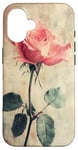 Coque pour iPhone 16 Rose grunge douce subtile florale vintage