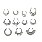 Berlock Fake Septum Clicker Kristall Näsring Silver