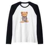 Awesome Teddy Bear in Soft and Cozy Pajamas Raglan Baseball Tee