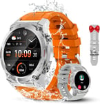 OBA Smartwatch OUKITEL BT50, écran HD 1,43", appels Bluetooth, Surveillance SpO2/sommeil/fréquence Cardiaque, étanche IP68, 100 Modes Sportifs, Batterie 400 mAh, Double Bracelet Blanc-Orange, L