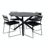Venture Home Matgrupp Ande Svart med 4 Lumo Matstolar Alma Dining Table - Black Alu ø120cm+Lina Chair B GR21258