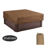 Bache d'extérieur pour Spa Housse de Bain à Remous Carrée Etanche Couverture de Spa en Tissu Polyester 190T, café, 207x207x30cm