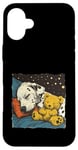 Coque pour iPhone 16 Plus Dalmatien endormi avec ours en peluche