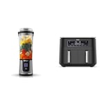 Ninja Blast Blender portable, 530 ml, mini blender sans fil puissant, rechargeable, BC151EUBK + Ninja Foodi Dual Zone Air fryer Digital, 2 Tiroirs, 7,6L, 6-en-1, Sans huile, AF300EU