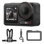 DJI Osmo Action 5 Pro Motorcycling/Mountain Cycling Combo, Action Camera 4K for Riders, 1/1.3" Sensor, 155º FOV, 4hrs Battery, Sports Data Recording, Chest Strap Mount for First-Person View