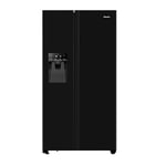 Hisense RS694N4TBE Freestanding American Side - by - side Door American Fridge Freezer 562L, Black, with Non-Plumbed Water and Ice Dispenser, Black, 91 × 178.65 × 68.9 cm (W×H×D)