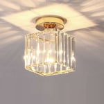 Plafonnier Moderne Lustre Abat-jour en Cristal et Métal led Suspension Luminaire éclairage E27 Lampe de Plafond Carré pour Chambre salon Couloir