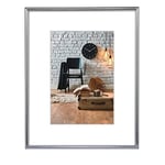 Hama Cadre photo en plastique "Sevilla" (taille du Cadre de 21 x 29,7 cm (DIN 4) avec bordure de 9 mm x 17 mm, pour une photo de 15 x 20 cm, verre en polystyrène) Argent Mat