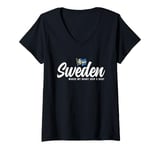 Womens Swedish Souvenirs Makes My Heart Skip A Beat I Love Sweden V-Neck T-Shirt