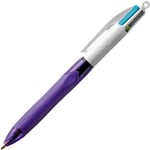 Bic Stylo bille rétractable - 4 couleurs Grip pointe moyenne 1 mm corps violet