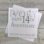 White Cotton Cards "Ivoire Happy du 14ème Anniversaire avec Love on a Special Day Carte Faite à la Main