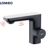 LONHEO Robinet Salle Bain avec 2 Fonctions de capteur, Robinet de Lavabo Automatique Infrarouge avec Barboteur démotable Mitigeur Lavabo à Double