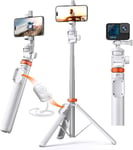 Date 62"" Trépied Téléphone, Trépied pour iPhone et Trépied pour Bâton pour Selfie avec Télécommande, Extensible TubeTravel Trépied Convient pour iPhone/Samsung S22 (Orange et Blanc)