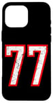 Coque pour iPhone 16 Pro Max Numéro vintage #77 Blanc Rouge Sport Numéro 77