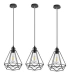 Axhup - Lot de 3 Lampe Suspension Vintage Plafonnier Lustre Plafonnier E27 Douille Style Rétro industrielle