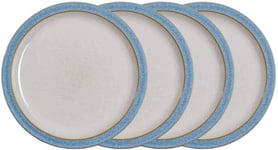 Denby - Elements Blue Dinner Plates Set of 4 - Dishwasher Microwave Safe Crocke