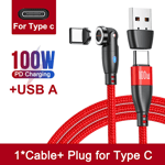 Aufu 5A Magnetisk Usb C-Kabel För Realme Huawei 100W Snabb Laddningsråd För Samsung Laptop Micro Magnet Char. Usb-Kabel Red for Type C 1.8m