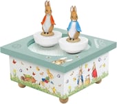 Pierre Lapin Peter Rabbit - Boîte À Musique Bébé Dancing En Bois - 2 Figurines Amovibles - Cadeau Naissance Et Bapteme - Musique Menuet De Mozart