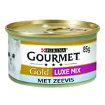 Gourmet Gold Luxe Mix Nourriture pour Chat - Nourriture Humide avec Poisson de mer dans Une Sauce aux épinards - 24 x 85 g - (24 boîtes ; 2,04 kg)