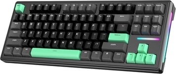 CLAVIER DE JEU MÉCANIQUE FILAIRE BLUETOOTH 5.0/2,4 G/TYPE-C 87 TOUCHES REMPLAÇABLES À CHAUD CLAVIER SANS FIL RVB COMPACT CLAVIER BLUETOOTH AVEC CÂBLE DE CLAVIER SPIRALÉ POUR PC MAC[KEY231881]