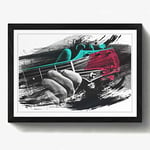 Arty Pie Framed Print A2 (24.5x18 Inch) Guitar Black and White (2) V2, Wood, Multi-Colour, 60 x 42 x 2 cm