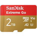 SanDisk 2TB Extreme Go micro SDXC card + SD adapter, (For Android Devices, Gaming Consoles, Drones, Action Cams, UHS-I, up to 250 MB/s, V30, 5K, 4K, UHD, Rescue PRO, Class 10, U3) For Amazon