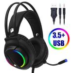 Casque de jeu 7.1 son Surround avec microphone ¿couteurs USB filaire RGB Gamer casque pour PC Xbox One PS4-prise 3.5mm_XINENGJI