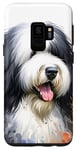 Galaxy S9 Old English Sheepdog Dog Watercolor Artwork Case