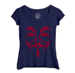 T-Shirt Femme Col Echancré Visage Anonymous Rouge Hacker