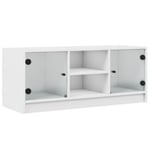 Meuble TV avec portes en verre blanc 102x37x42 cm - Prolenta Premium