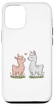 Coque pour iPhone 12/12 Pro Llama Love Heart Flower Cute Women Kids Men Valentines Day