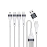 4smarts 4-i-2 Multi Ladekabel - USB-C / USB-A / Lightning / Micro USB - 25cm - Hvit