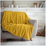 GC GAVENO CAVAILIA Luxury Popcorn Honey Comb Sofa Bed Blanket, Easy Care Super Soft & Warm Fluffy Settee Waffle Throw, Ochre, 200X240 Cm