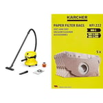 Kärcher Aspirateur Multifonction WD 2 Plus V-12/4/18/C, Fonction Soufflerie, Puissance : 1000 W, Cuve PVC : 12 l, Flexible : 1,8 m & Sachet filtre papier accessoire pour les aspirateurs multifonctions